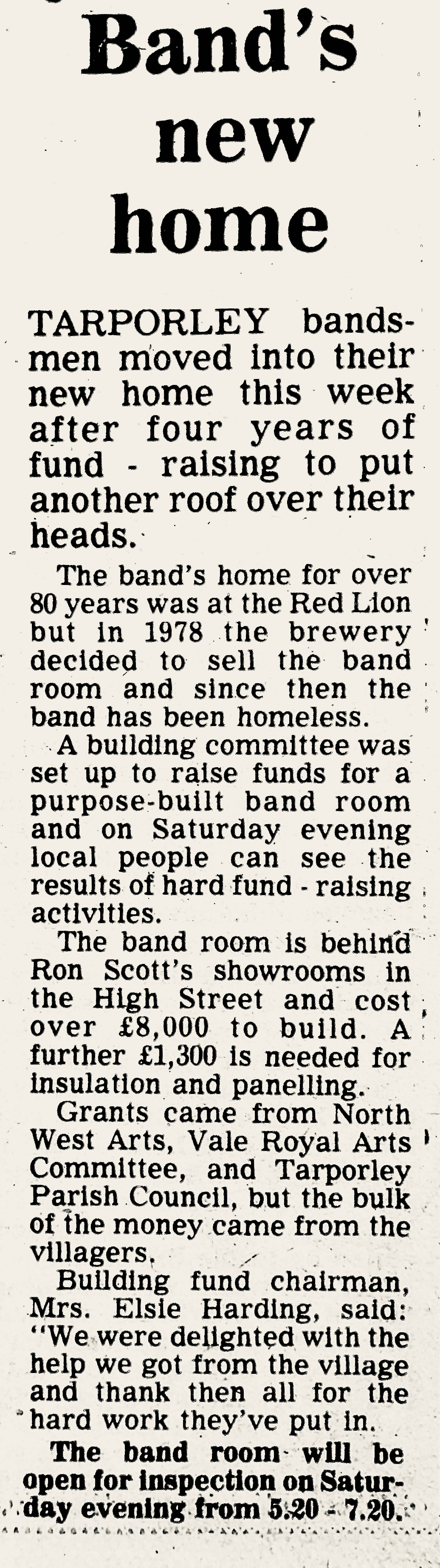 The Chester Observer article about the new band hall 19822.