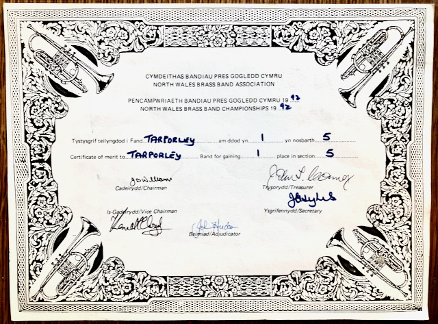 1st prize at the North Wales Brass Band Association, 5th section 1992
