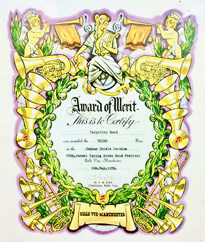 Award of merit from 9th may 1974, junior shield