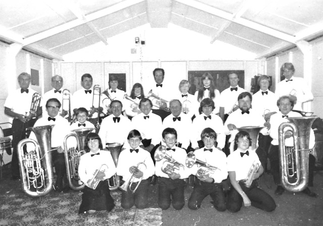 The band in the newly opened band hall September 1982.